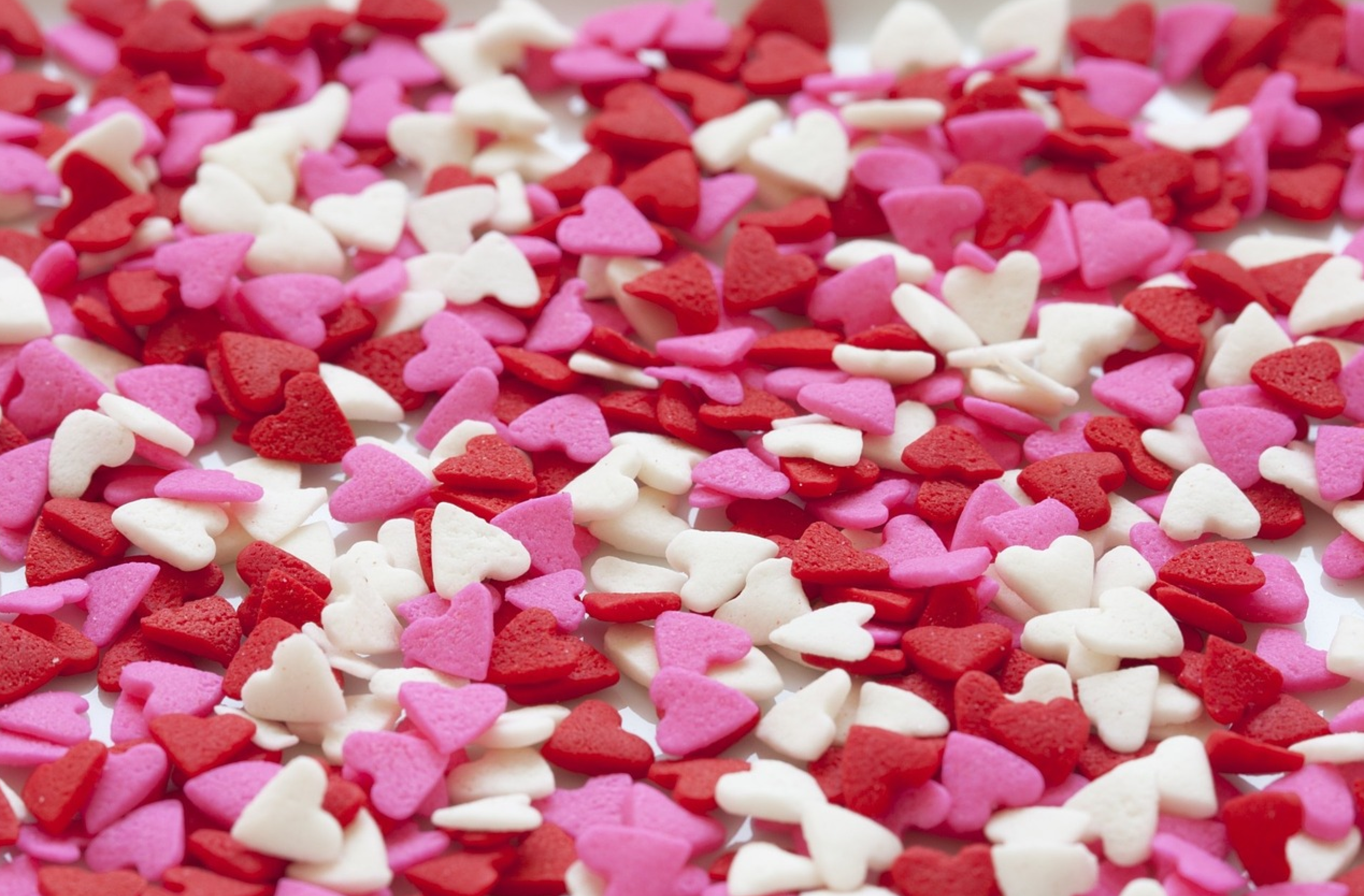 Pink, red, and white small candy hearts
